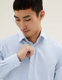M&S SARTORIAL Formal Shirts Slim Fit Pure Cotton Twill Striped Shirt 15 M&S SARTORIAL Formal Shirts Slim Fit Pure Cotton Twill Striped Shirt -New In Mens Store SD 03 T11 4068S Z4 X EC 4