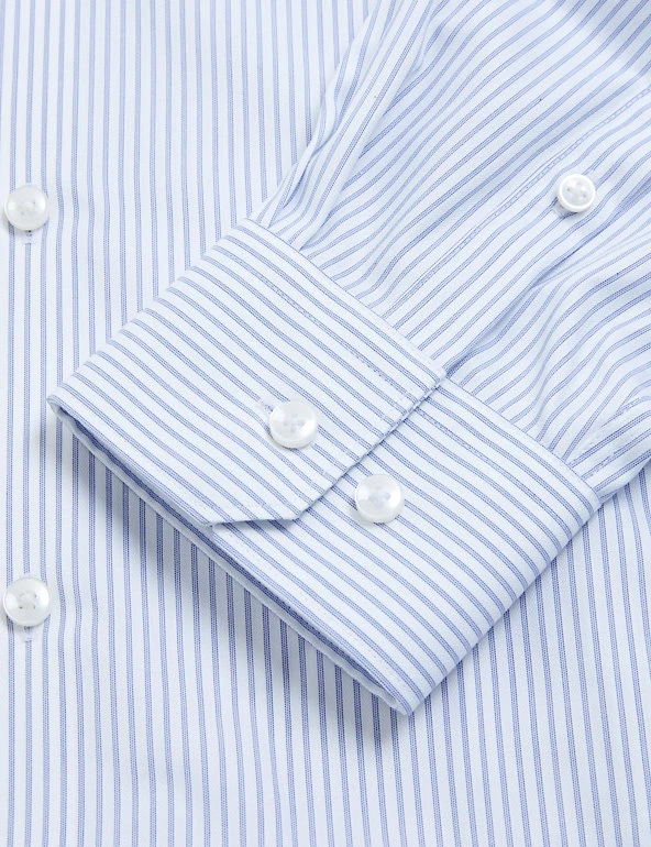 M&S SARTORIAL Formal Shirts Slim Fit Pure Cotton Twill Striped Shirt 8 M&S SARTORIAL Formal Shirts Slim Fit Pure Cotton Twill Striped Shirt - Image 8
