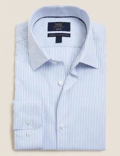 M&S SARTORIAL Formal Shirts Slim Fit Pure Cotton Twill Striped Shirt 11 M&S SARTORIAL Formal Shirts Slim Fit Pure Cotton Twill Striped Shirt -New In Mens Store SD 03 T11 4068S Z4 X EC 90
