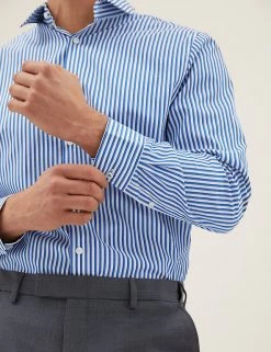 M&S SARTORIAL Formal Shirts Regular Fit Pure Cotton Striped Shirt -New In Mens Store SD 03 T11 4090 E4 X EC 1