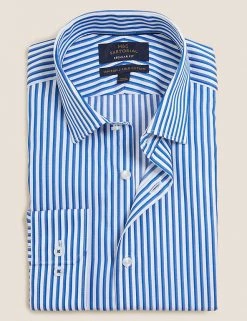 M&S SARTORIAL Formal Shirts Regular Fit Pure Cotton Striped Shirt -New In Mens Store SD 03 T11 4090 E4 X EC 90