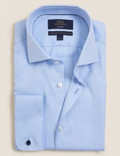 M&S SARTORIAL Formal Shirts Slim Fit Easy Iron Pure Cotton Twill Shirt -New In Mens Store SD 03 T11 4106S E0 X EC 0