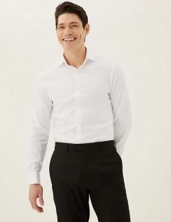 M&S SARTORIAL Formal Shirts Slim Fit Easy Iron Pure Cotton Twill Shirt -New In Mens Store SD 03 T11 4106S Z0 X EC 90