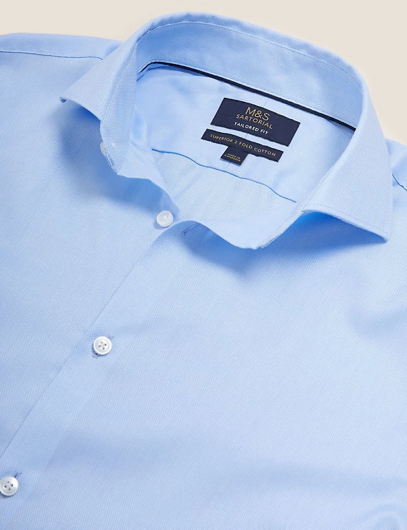 M&S SARTORIAL Formal Shirts Tailored Fit Easy Iron Pure Cotton Shirt 8 M&S SARTORIAL Formal Shirts Tailored Fit Easy Iron Pure Cotton Shirt - Image 8
