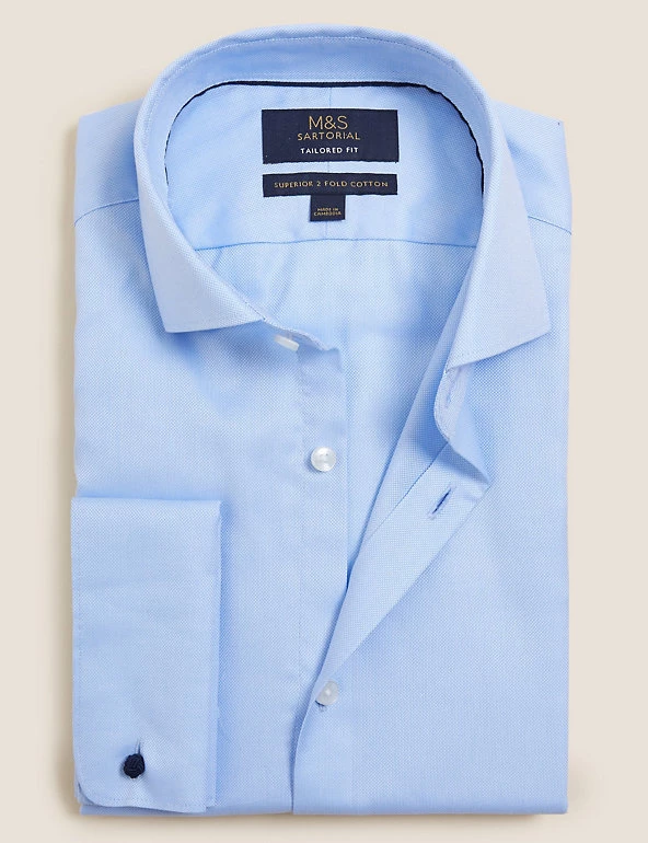 M&S SARTORIAL Formal Shirts Tailored Fit Easy Iron Pure Cotton Shirt 2 M&S SARTORIAL Formal Shirts Tailored Fit Easy Iron Pure Cotton Shirt - Image 2