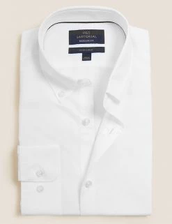 M&S SARTORIAL Formal Shirts Regular Fit Cotton Rich Weave Shirt -New In Mens Store SD 03 T11 4200 Z0 X EC 90