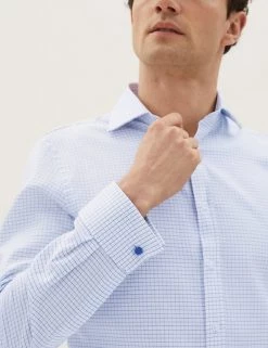 M&S Collection Formal Shirts Tailored Fit Pure Cotton Check Shirt 12 M&S Collection Formal Shirts Tailored Fit Pure Cotton Check Shirt -New In Mens Store SD 03 T11 4755T Z4 X EC 2