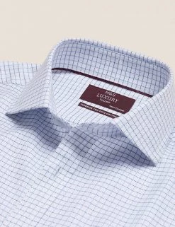 M&S Collection Formal Shirts Tailored Fit Pure Cotton Check Shirt 16 M&S Collection Formal Shirts Tailored Fit Pure Cotton Check Shirt -New In Mens Store SD 03 T11 4755T Z4 X EC 8