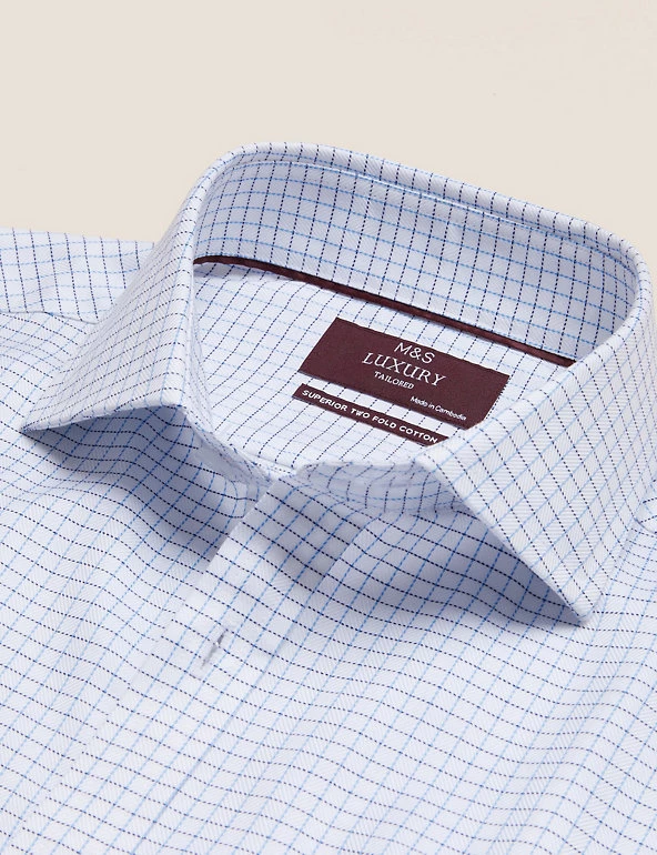 M&S Collection Formal Shirts Tailored Fit Pure Cotton Check Shirt 8 M&S Collection Formal Shirts Tailored Fit Pure Cotton Check Shirt - Image 8