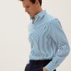 M&S Collection Formal Shirts Regular Fit Cotton Rich Striped Shirt
