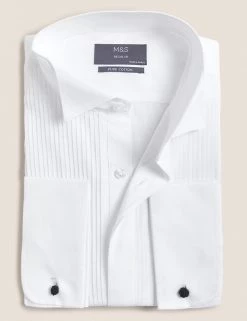 M&S Collection Formal Shirts Regular Fit Pure Cotton Dinner Shirt -New In Mens Store SD 03 T11 7492D Z0 X EC 90