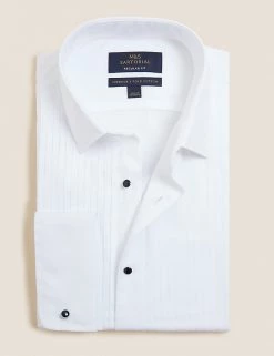 M&S Collection Formal Shirts Regular Fit Pure Cotton Dinner Shirt -New In Mens Store SD 03 T11 7501D Z0 X EC 90