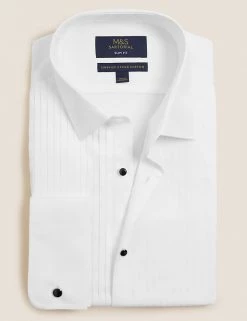 M&S SARTORIAL Formal Shirts Slim Fit Easy Iron Pure Cotton Dinner Shirt