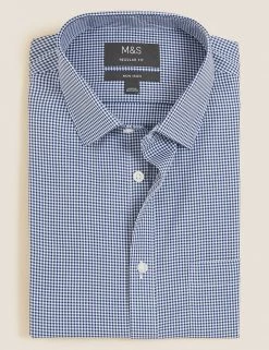 M&S Collection Formal Shirts Regular Fit Non Iron Pure Cotton Shirt -New In Mens Store SD 03 T11 8727 F4 X EC 90