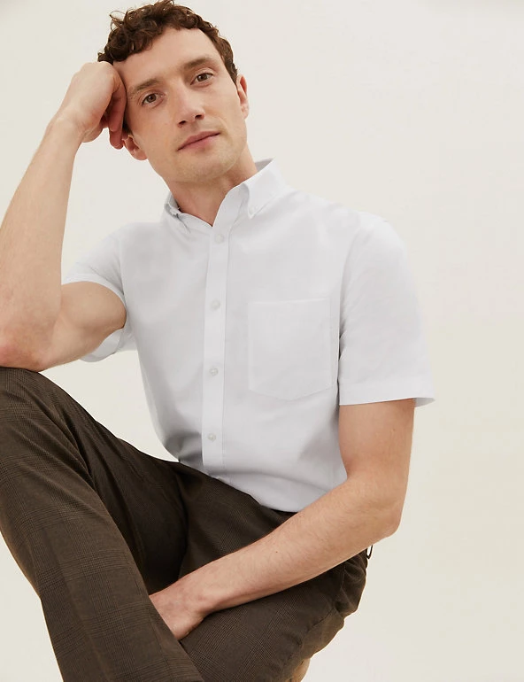 M&S Collection Formal Shirts Regular Fit Non Iron Pure Cotton Oxford Shirt 1 M&S Collection Formal Shirts Regular Fit Non Iron Pure Cotton Oxford Shirt