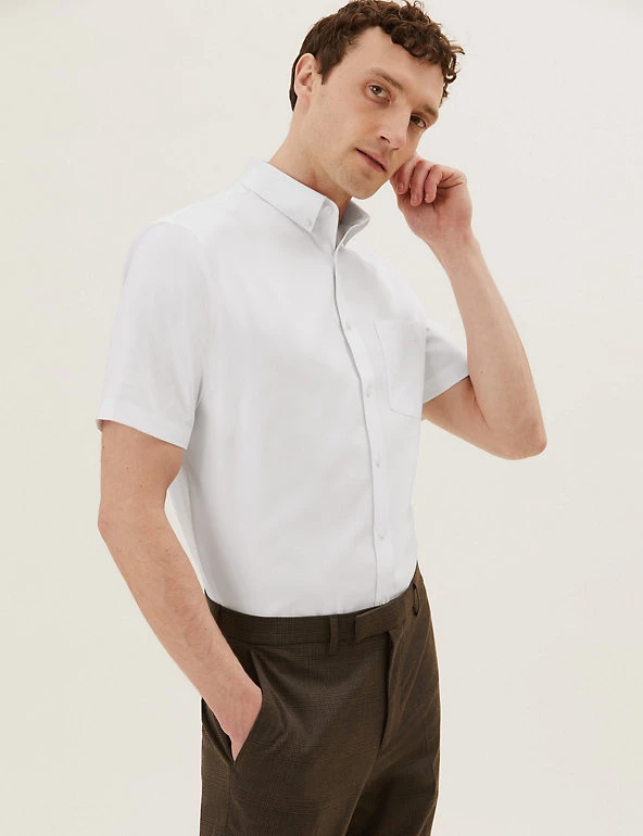 M&S Collection Formal Shirts Regular Fit Non Iron Pure Cotton Oxford Shirt 3 M&S Collection Formal Shirts Regular Fit Non Iron Pure Cotton Oxford Shirt - Image 3