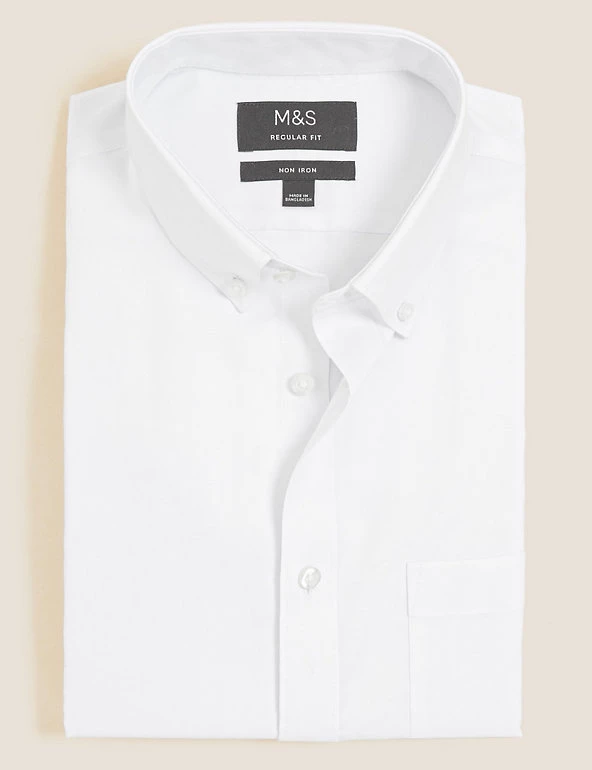 M&S Collection Formal Shirts Regular Fit Non Iron Pure Cotton Oxford Shirt 2 M&S Collection Formal Shirts Regular Fit Non Iron Pure Cotton Oxford Shirt - Image 2