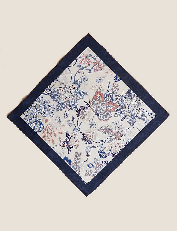 M&S Collection Men's Handkerchiefs Paisley Linen Pocket Square 1 M&S Collection Men's Handkerchiefs Paisley Linen Pocket Square