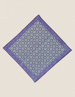 M&S Collection Men's Pocket Squares Pure Linen Tile Print Pocket Square