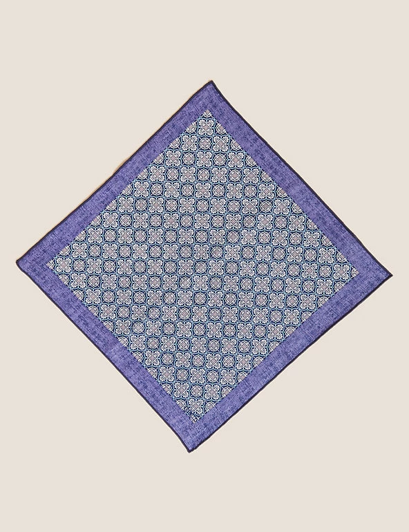 M&S Collection Men's Pocket Squares Pure Linen Tile Print Pocket Square 1 M&S Collection Men's Pocket Squares Pure Linen Tile Print Pocket Square