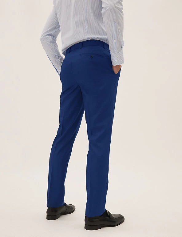 M&S Collection Men's Trousers Bright Blue Slim Fit Trousers 5 M&S Collection Men's Trousers Bright Blue Slim Fit Trousers - Image 5