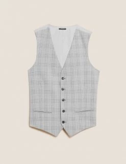 M&S Collection Men's Waistcoats Slim Fit Check Waistcoat -New In Mens Store SD 03 T15 1713W T1 X EC 90