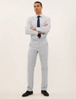 M&S Collection Men's Trousers Regular Fit Check Trousers