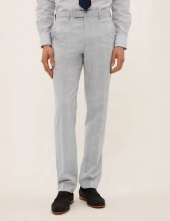 M&S Collection Men's Trousers Regular Fit Check Trousers -New In Mens Store SD 03 T15 1716Y T1 X EC 1