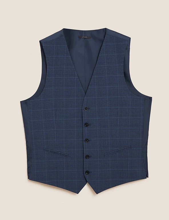 M&S Collection Men's Waistcoats Checked Waistcoat 1 M&S Collection Men's Waistcoats Checked Waistcoat