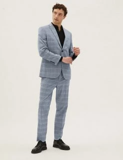 M&S Collection Men's Trousers Grey Tailored Fit Check Trousers -New In Mens Store SD 03 T15 1720T VP X EC 5