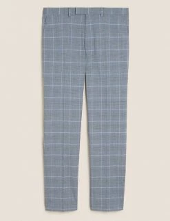 M&S Collection Men's Trousers Grey Tailored Fit Check Trousers -New In Mens Store SD 03 T15 1720T VP X EC 90