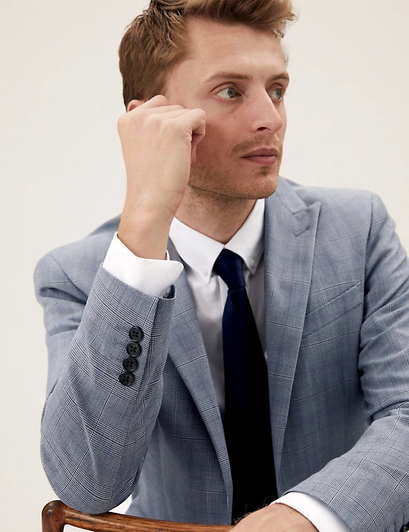 M&S Collection Men's Coats & Jackets Tailored Fit Check Jacket 4 M&S Collection Men's Coats & Jackets Tailored Fit Check Jacket - Image 4