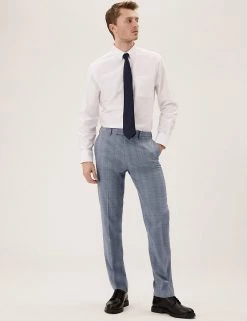 M&S Collection Smart Trousers Tailored Fit Check Trousers