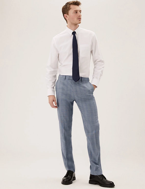 M&S Collection Smart Trousers Tailored Fit Check Trousers 1 M&S Collection Smart Trousers Tailored Fit Check Trousers