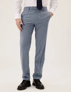 M&S Collection Smart Trousers Tailored Fit Check Trousers 8 M&S Collection Smart Trousers Tailored Fit Check Trousers -New In Mens Store SD 03 T15 1722T E1 X EC 1
