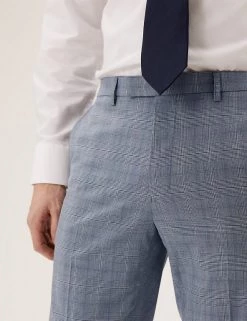 M&S Collection Smart Trousers Tailored Fit Check Trousers 9 M&S Collection Smart Trousers Tailored Fit Check Trousers -New In Mens Store SD 03 T15 1722T E1 X EC 2