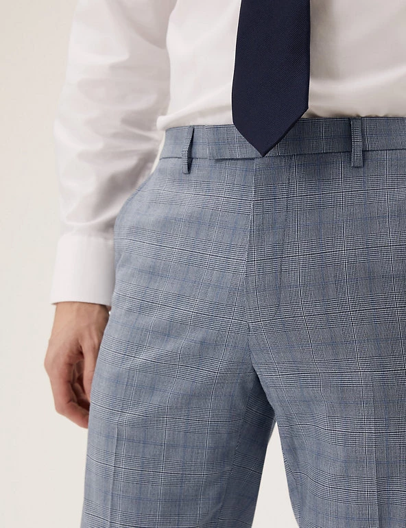 M&S Collection Smart Trousers Tailored Fit Check Trousers 4 M&S Collection Smart Trousers Tailored Fit Check Trousers - Image 4
