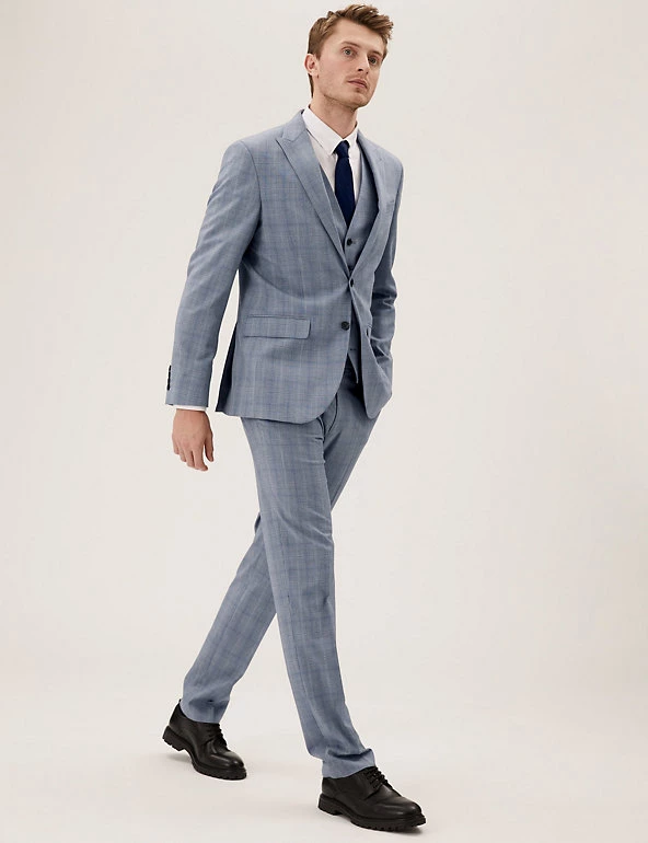 M&S Collection Smart Trousers Tailored Fit Check Trousers 6 M&S Collection Smart Trousers Tailored Fit Check Trousers - Image 6