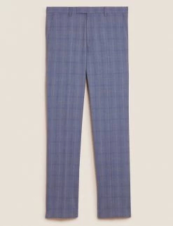 M&S Collection Smart Trousers Tailored Fit Check Trousers 7 M&S Collection Smart Trousers Tailored Fit Check Trousers -New In Mens Store SD 03 T15 1722T E1 X EC 90