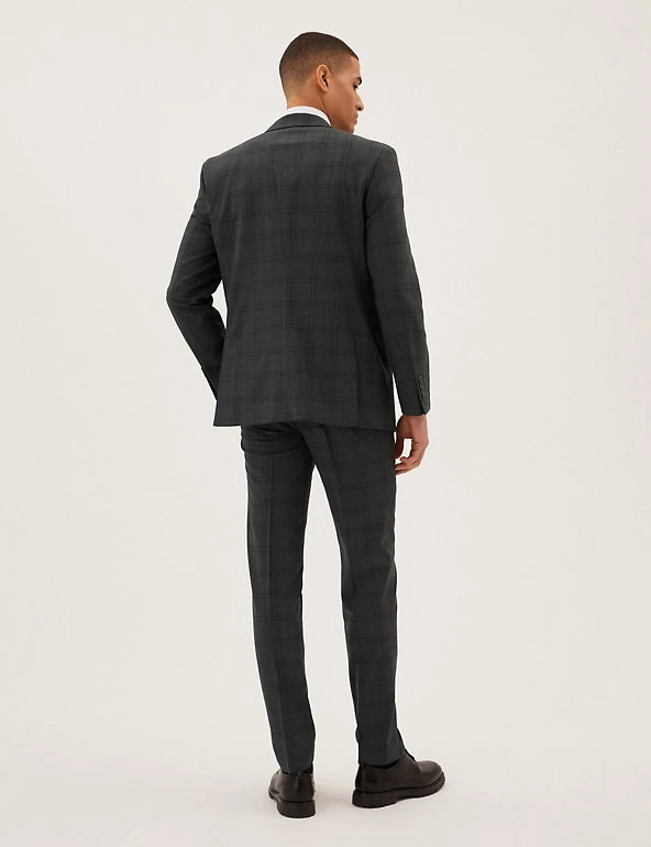 M&S Collection All Suit Strokes Charcoal Tailored Fit Wool Blend Check Jacket 4 M&S Collection All Suit Strokes Charcoal Tailored Fit Wool Blend Check Jacket - Image 4