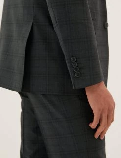 M&S Collection All Suit Strokes Charcoal Tailored Fit Wool Blend Check Jacket 13 M&S Collection All Suit Strokes Charcoal Tailored Fit Wool Blend Check Jacket -New In Mens Store SD 03 T15 2003T PK X EC 3
