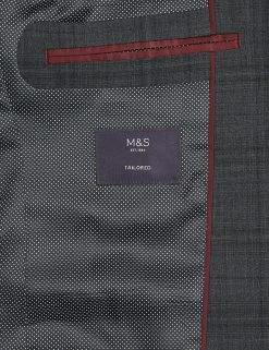 M&S Collection All Suit Strokes Charcoal Tailored Fit Wool Blend Check Jacket 15 M&S Collection All Suit Strokes Charcoal Tailored Fit Wool Blend Check Jacket -New In Mens Store SD 03 T15 2003T PK X EC 6