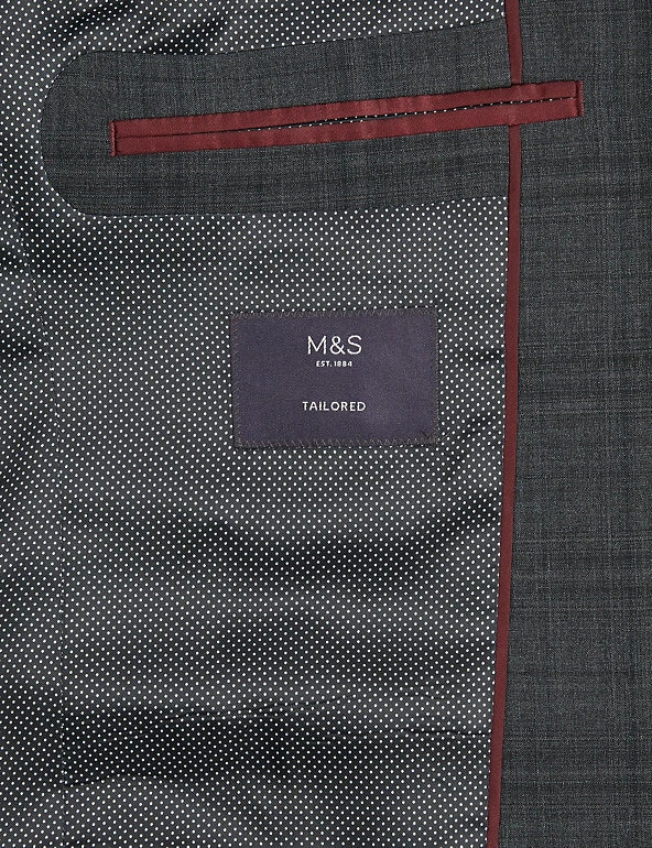M&S Collection All Suit Strokes Charcoal Tailored Fit Wool Blend Check Jacket 7 M&S Collection All Suit Strokes Charcoal Tailored Fit Wool Blend Check Jacket - Image 7