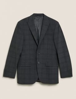 M&S Collection All Suit Strokes Charcoal Tailored Fit Wool Blend Check Jacket 10 M&S Collection All Suit Strokes Charcoal Tailored Fit Wool Blend Check Jacket -New In Mens Store SD 03 T15 2003T PK X EC 90