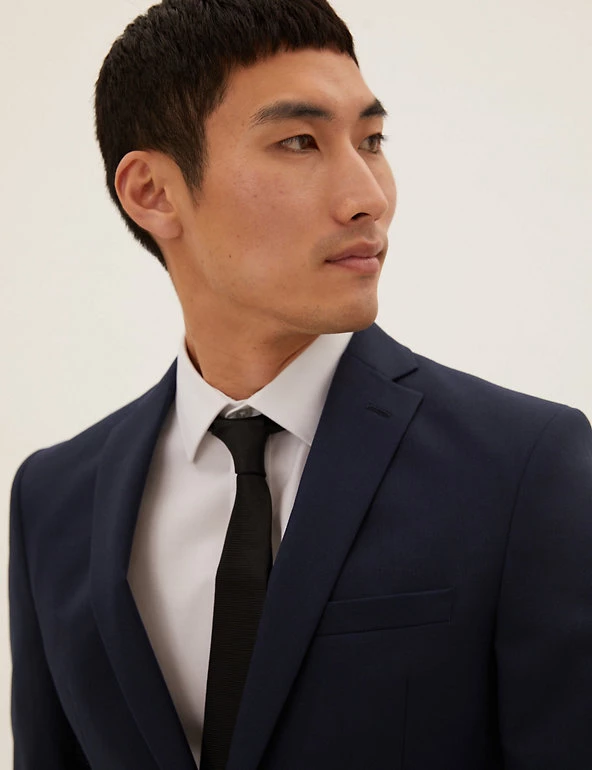 M&S Collection Men's Coats & Jackets Navy Slim Fit Pure Wool Jacket 3 M&S Collection Men's Coats & Jackets Navy Slim Fit Pure Wool Jacket - Image 3