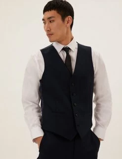 M&S Collection Men's Waistcoats Pure Wool Textured Waistcoat -New In Mens Store SD 03 T15 2203M F3 X EC 1