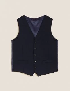 M&S Collection Men's Waistcoats Pure Wool Textured Waistcoat -New In Mens Store SD 03 T15 2203M F3 X EC 90