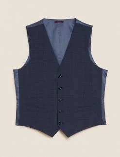 M&S Collection Men Wool Rich Check Waistcoat -New In Mens Store SD 03 T15 2325W BE X EC 90