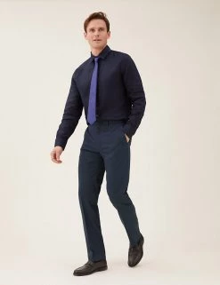 M&S Collection Luxury Men's Trousers Regular Fit Wool Rich Textured Trousers