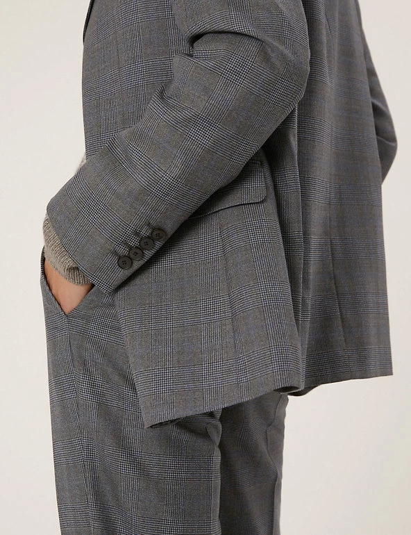 Savile Row Inspired Men Tailored Fit Pure Wool Check Jacket 5 Savile Row Inspired Men Tailored Fit Pure Wool Check Jacket - Image 5